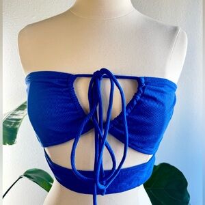 Cobalt Blue tie front crop top. Perfect everyday basic